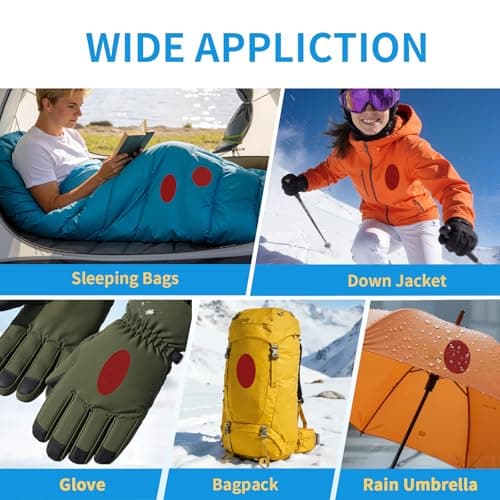 Skystuff 24PCS Self-Adhesive Nylon Repair Patches for Tent, Down Jacket, Clothing & Puffer Coat - Heavy Duty Waterproof Fabric Tape Repair Kit for Outdoor Gear, Sleeping Bag, Backpack, Dark Red — view 6