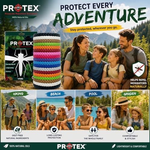 PR0TEX 18 Pack Mosquito Repellent Bracelet, Adjustable Leather Deet-Free Wrist Bands, Powerful Effective Protection, Insect Repellent Bracelets for Adults & Kids, Resealable Pack. — view 3