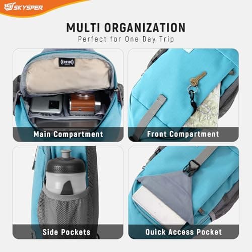 SKYSPER Sling Bag RFID Cross Body Bag Recycled Crossbody Backpack Travel Daypack(Teal) — view 3
