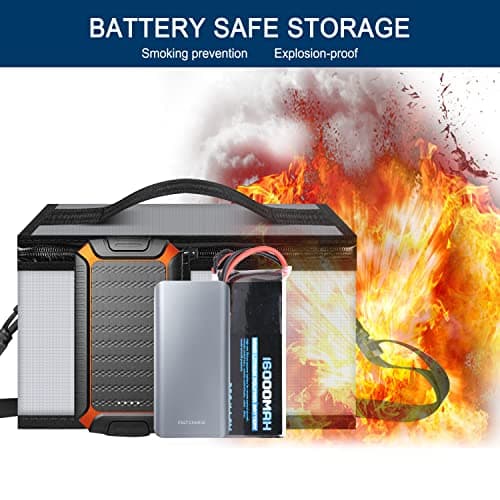 Fireproof Explosionproof Lipo Safe Bag for Lipo Battery Storage and Charging, Large Capacity Fire and Water Resistant Lipo Battery Guard with Double Metal Zipper (11 x 8 x 6 in) — view 6