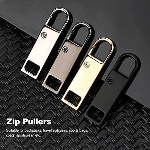 Faderr Zipper Repair Kit, 5pcs Zip Pullers, Zipper Pull-Tab Replacement, DIY Zip Slider Pull Tabs Repair Replacement, Metal, Silver — view 3