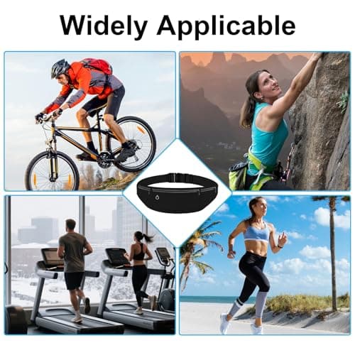 Running Belt, Waterproof Waist Bag with Reflective Strips Adjustable Waistpacks with Headphone Jack Fit Smartphone Up to 7.2 inch for Workouts Outdoor Activities (Black) — view 6