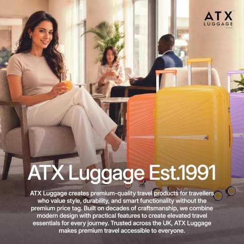 ATX Luggage Large Suitcase Expandable Unbreakable Polypropylene Hard Shell Hold Check in Fits 23-26KG Super Lightweight with 4 Dual Spinner Wheels and Built in TSA Lock (Yellow, 133 Liters) — view 6
