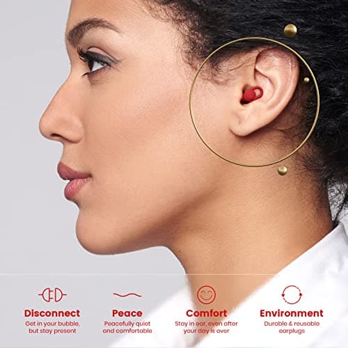 Silicone Ear Plugs for Sleep Noise Cancelling Noise Reusable Soft Comfortable Earplugs for Sleeping,Noise Sensitivity & Flights -16 Ear Tips in XS/S/M/L,2 Travel Boxes - 33dB Noise Cancelling(Red) — view 2