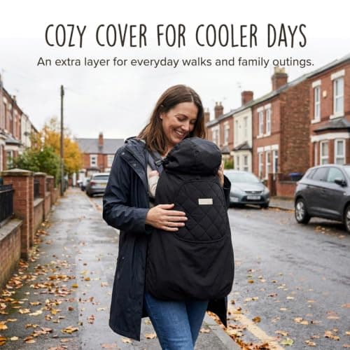 Bebear Winter Cover for Baby Carrier Warm Universal Hoodie Baby Carrier Cover for All Seasons, Black — view 2
