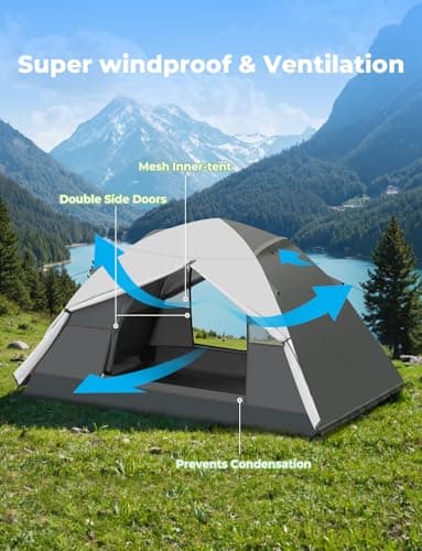 Gysrevi Camping Tent 1/2 Man Waterproof Tents for Camping, 3 Season, Grey — view 5