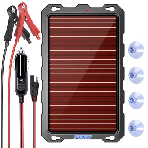 POWOXI Solar Battery Charger with Amorphous Solar Panel for 12V Batteries