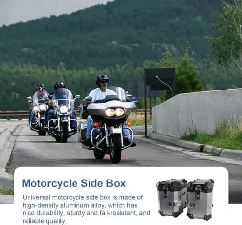 CORGLI 38L Rigid Side Bags for Motorcycle, Aluminium, Black — view 2