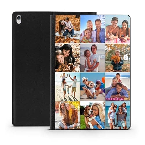 Personalised Tablet Case Cover Compatible with iPad Models Custom Leather Flip Case Any Photo Printed Collage Photos (12 Photos)