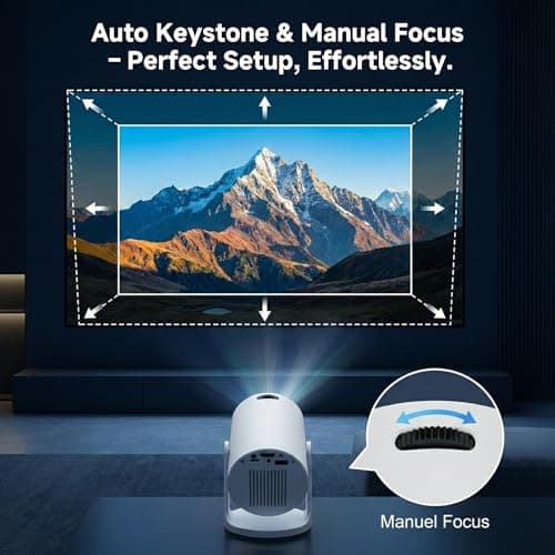 LaylaTang HY300Pro+S2 Mini Projector with Android TV 13, 25000 Lumens, 4K Support, AutoKeystone, 5G WiFi/Bluetooth, 180°Rotation, Portable Projector for Bedroom, Indoor Outdoor Movies, Garden, Camping — view 4