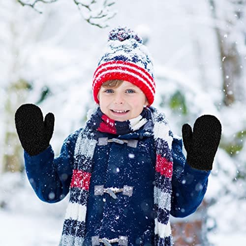 4 Pairs Kids Winter Mittens Soft Knit Gloves Set 4-10Y Earthy Tones — view 5