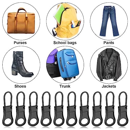 Ouligay 6pcs Replacement Zipper Pull Tabs - Detachable Metal Extender and Repair Kit for Jackets, Jeans, Pants, Coat, Backpacks, Luggage, Suitcase, Purse — view 3