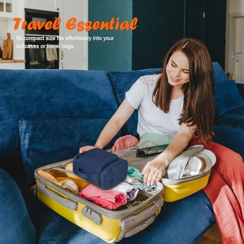 FITDON Large Hanging Toiletry Bag Travel Wash Bag, Portable Makeup Bag Organizer Waterproof Shaving Bag Gym Shower Bathroom Bag, Blue — view 6