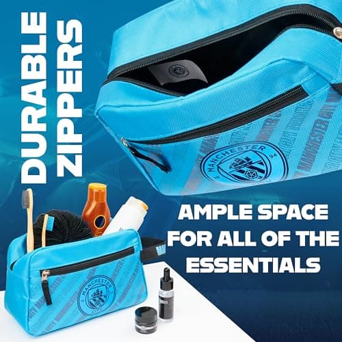 Manchester City F.C. Toiletry Bags for Men, Hanging Wash Bag with Zipped Pocket - Man City Gifts — view 5