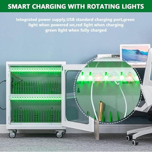 Mobile Charging Station with Lock, Multi-Port USB Charger on Wheels for Secure Device Management in Schools, Churches, and Airports — view 4