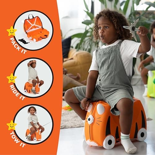 Trunki Children’s Ride-On Suitcase and Kid's Hand Luggage | Perfect Toy Gift for Toddler Boys & Girls: Tipu Tiger (Orange) — view 3