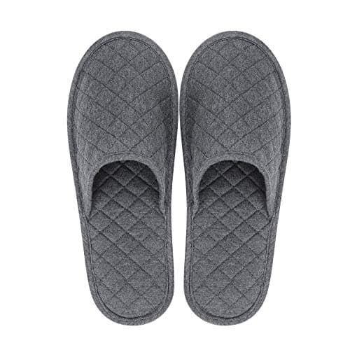 Portable Travel Sandals - Open Toe, Cotton, Spa Hotel, Non-disposable Guest Indoor House Trip Slippers (Deep Grey - closed toe, UK Size 8, Women's, Medium)
