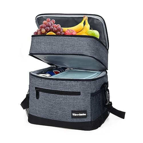 Kato Tirrinia Insulated Lunch Bag 17L(23 Cans), Large Compartment Cool Bag Thermal Tote Bags for Lunch Work School Camping Picnic, Foldable Cooler Bag for Meal Prep or Lunch Box Container, Charcoal