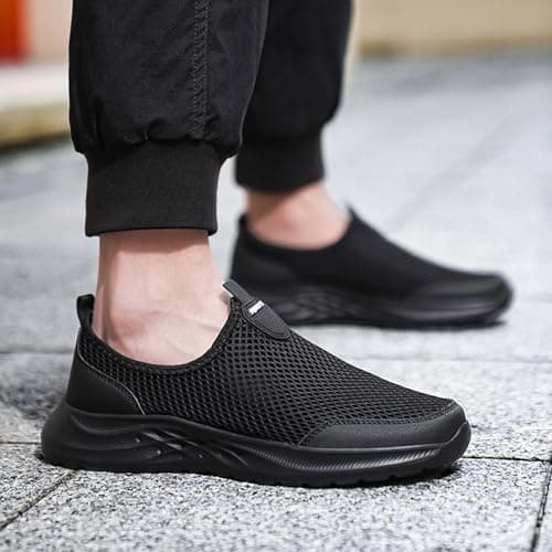 Men Summer Mesh Breathable Hiking Shoes Comfortable Walking Shoes Outdoor Travel Shoes Fashion Casual Sports Shoes Mens Lite Adapt 3 Sneaker Athletic Slip on Shoe (Black, 9) — view 2