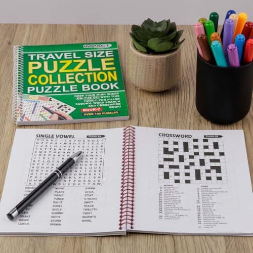 IMPACT Spiral Puzzle Collection Book – 2 Pack | A5 Travel Size | Easy‑Read Mixed Puzzles | Portable Brain‑Training Activity Books for Adults & Seniors — view 4