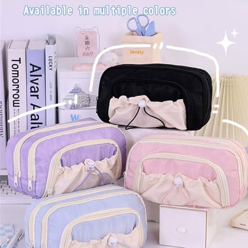 Pencil Case Multi-Layer Fabric with Large Capacity for School Supplies, Teens Kids Travel Essentials Multi-Pocket Storage for Students Art Tools — view 5