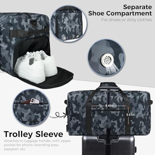 Fmeida 65L Foldable Travel Duffle Bag Waterproof Holdall Luggage Bags — view 5