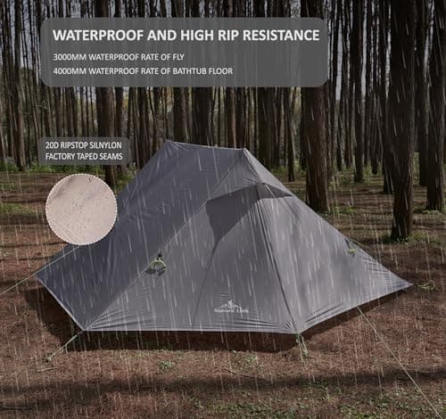 Nature Link Altair Two Ultralight Backpacking Tent, Waterproof Sil Nylon, Double Wall, 2 Person Trekking Pole Tent, 3 Season, Compact, Ultralight Shelter for Backpacking, Camping, Thru Hiking — view 4