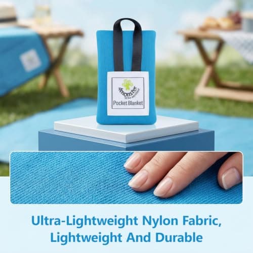 LLXUANKK Pocket Picnic Blanket 70 x 110 cm, Lightweight Foldable Picnic Mat, Waterproof Ground Sheet, Compact Sandproof Beach Mat for Camping, Hiking, Travel, Festivals and Outdoor Activities — view 3