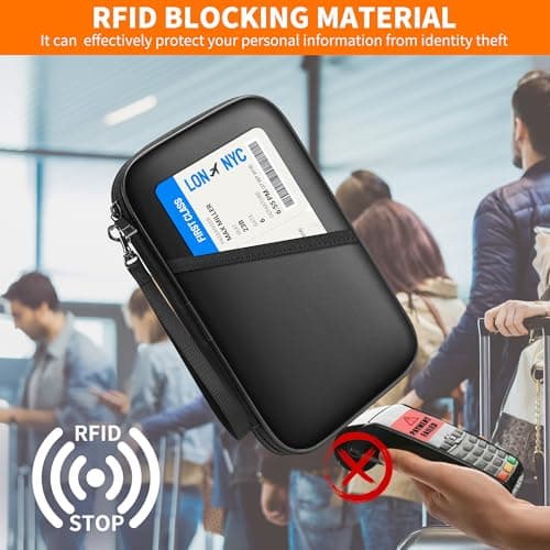 JUNDUN Fireproof Family Passport Holder Travel Wallet for 4 with RFID — view 5