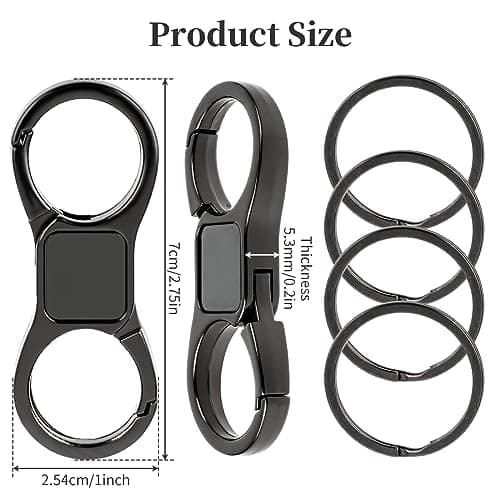 Thinp 2 Sets Key Chains for Car Keys, Detachable Key Ring Quick Release Keychain with 4 Key Rings Heavy Duty Car Key Organizer Key Chain Holder Clip for Men and Women — view 2