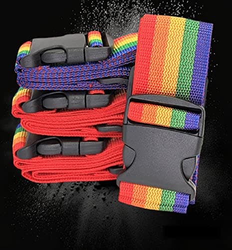 4x MIDHILL Heavy Duty Luggage Straps for Suitcases Packing Belts Travel Accessories Adjustable Bag Strap (Rainbow) — view 4