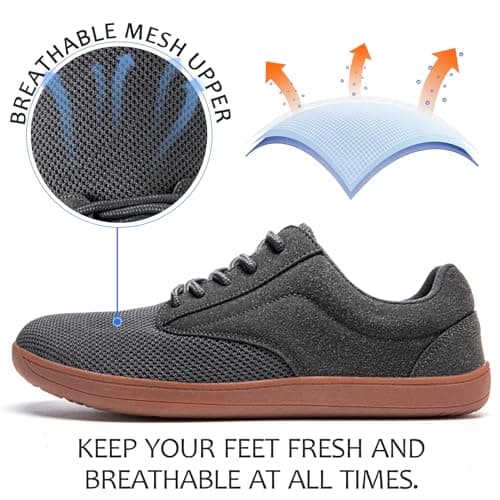 Oltyutc Barefoot Shoes Mens Trainers Wide Fit Shoes Grey Size 8 UK — view 3