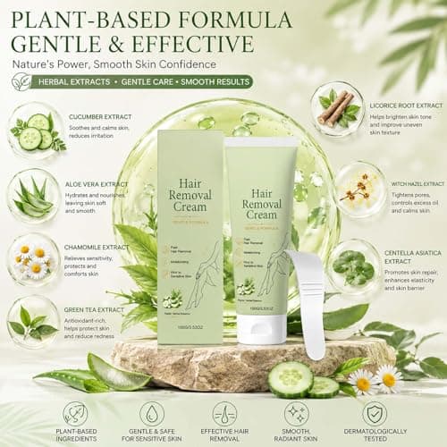 Lumivona Natural Gentle Hair Removal Cream, Lumivona Hair Removal Cream for Women Men, Hair Removal Creams for Arms, Legs, Underarms, Moisturizing & Soothing Formula, Gentle On Sensitive Skin (2) — view 4