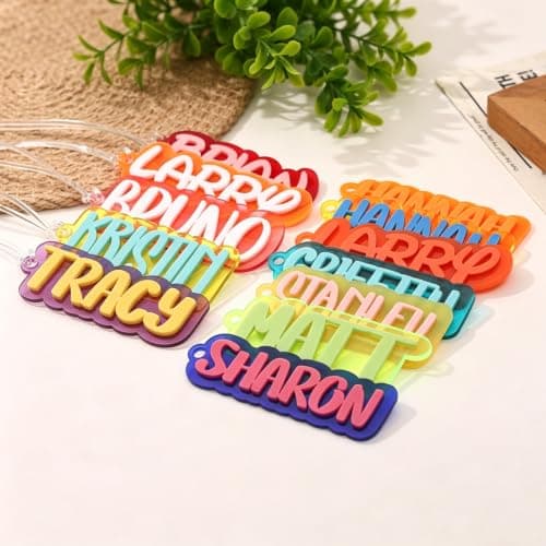 Personalised Acrylic Name Tag, Custom 3D Raised Double Layer Bag Tag, Personalised Rucksack Water Bottle Luggage Tag, Back to School Custom Gift for Kids Children (1pcs) — view 4
