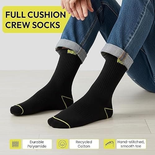 Bodygenix Men's Work Socks - Pack of 10 Breathable Heavy Duty Stretch Fit Reinforced Heel & Toe - Outdoor Multipack Performance Hiking Walking Athletic Boot Socks — view 6