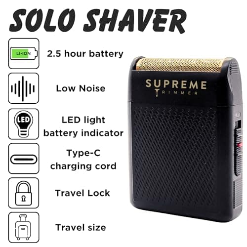 Supreme Trimmer Solo STF101 Men's Single Foil Shaver (150 Minutes Runtime) Wireless Powerful USB C Mini Size Travel Shaver for Hairdressers and Home (Black) — view 2