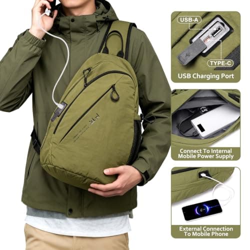 FENRUIEN Large Sling Crossbody Bag for Men With 13.3Inch Laptop Compartment — view 6