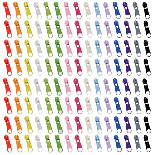 CONNECTION 120 Pcs Colorful Zip Repair Kit 3# Zipper Repair Zipper Pull Replacement Metal Zippers Slider Replacements Zippers Replacement Kit for Jackets Coats Clothes Backpacks Luggage (15 Colors)