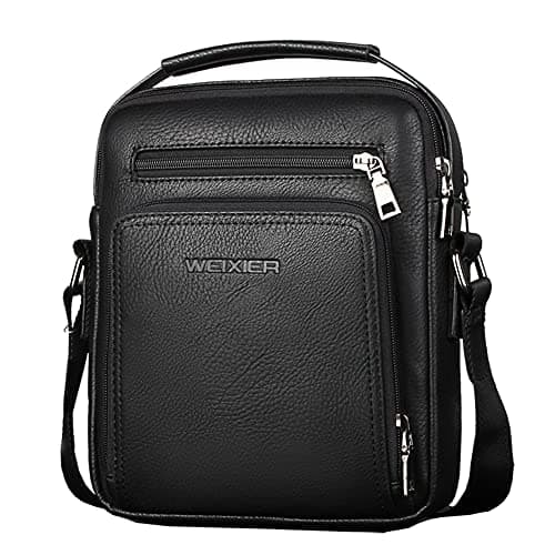 A-QMZL Mens Shoulder Bags Travel Shoulder Bag Messenger Bag Vintage PU Leather Shoulder Bag Waterproof Crossbody Handbag Satchel Sling Bags Suitable for Leisure, Festivals and Travel (black)