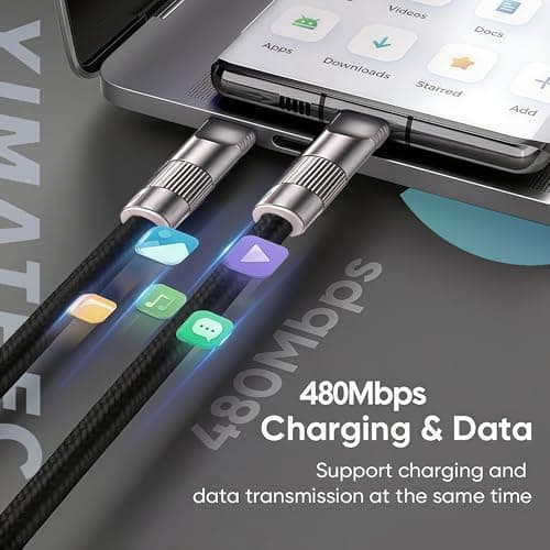 YIMATEECO Cell Phone Lanyard Built-in USB C to USB C Charging Cable, 2 in 1 Phone Wrist Strap Support 65W Fast Charging & Data Transfer, Anti Theft Strap for Travel/Commuting (Couple's Set, 2Pcs) — view 5