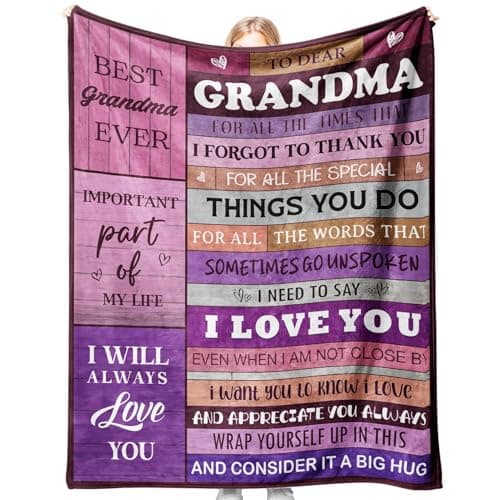 CheriGift Grandma Gifts, Grandma Birthday Gifts - Soft Flannel Blanket 50x60in (Purple) - Presents for Grandmother on Birthday, Mothers Day, Christmas