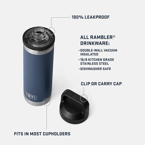 YETI Rambler Bottle Chug, Vaccum Insulated Stainless Steel Bottle with Leakproof Chug Cap, Olive/King Crab Orange, 18 oz (532 ml) — view 3