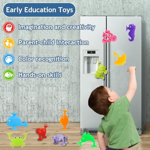Suction Toys, Kids Building Toys for 3 Year Olds, 10Pcs Baby Sensory Sucker Toys,Toddler Travel Window Stress Release Game,Infant Birthday for 4 5 6 7 Years Old Boys Girls — view 3