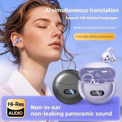 Taidda AI Translation Earbuds, Bluetooth 6.0 Wireless Earphones with Noise Cancelling and Real Time Translation for 74 Languages, APP Control for Travel Business Learning (Black) — view 2