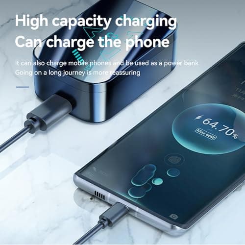 Domars Wireless Earbuds, Ear Phones Wireless Earbuds,20000mAh Power Bank,58H Playback Bluetooth 5.3 Earbuds with ENC Noise Cancelling, Low Latency Gaming Headphones for iPhone Android (white) — view 3