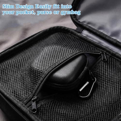 Xinjoduz 2 PCS Mini Square Earbuds Case Organizer with Carabiner Black — view 4