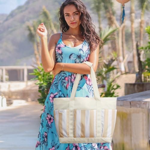 G4Free 35/50L Foldable Beach Bag with Zipper Pockets, Waterproof Tote Pool Handbags for Women, Compatible with Stanley Cup, Weekender, Travel, Holiday — view 2