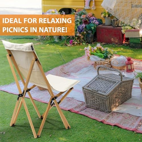 Crystals Folding Butterfly Chair, Beech Wood & Canvas, Beige, Outdoor, Garden, Patio, Foldable, Rustic, Recliner, 150Kg Capacity — view 4