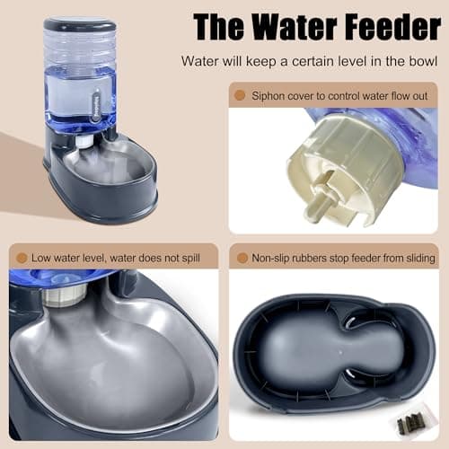 Automatic Pet Feeder Small&Medium Pets Automatic Food Feeder and Waterer Stainless Steel Bowls Set 3.8 L, Travel Supply Feeder and Water Dispenser for Dogs Cats Pets Animals — view 5