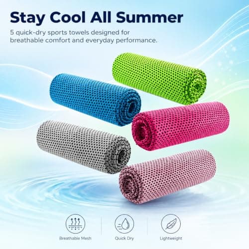 ILOVMUP 5PCS Quick Drying and Cooling Towels, Breathable Fibre for Sports — view 2